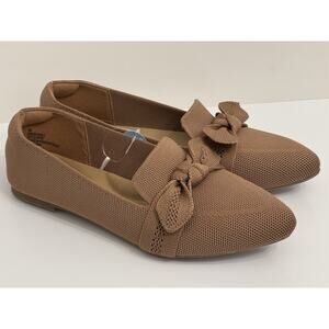 Seychelles Womens 8 Memory Foam Brown Textured Bow Flats Cushioned Slip On Shoes